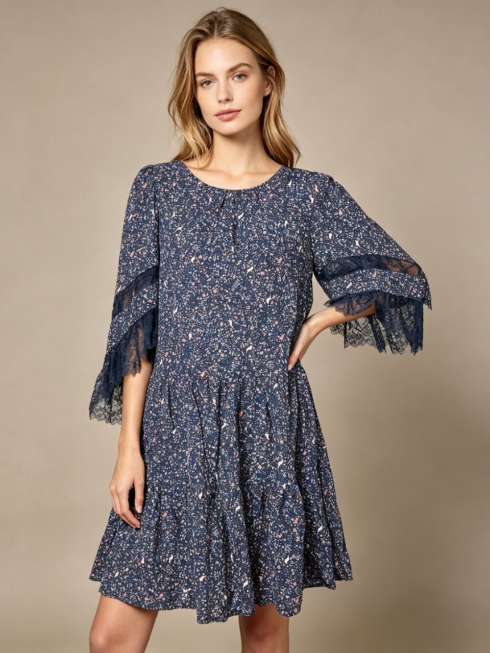 $ 440 NWOT SEE BY CHLOÉ Women's Lace Floral Dress - Multicolor Blue Size 38